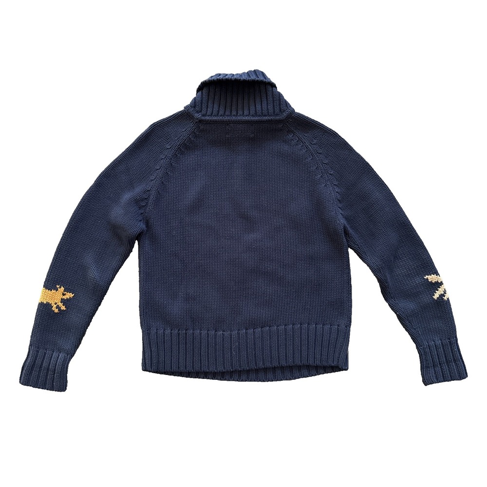 Pendleton Fox Hunt Sweater Womens Medium Horse Dog Intarsia Cotton Navy Blue - Picture 2 of 9